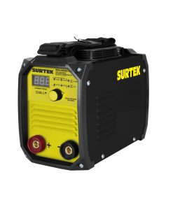 Soldadora automática de arco inverter CD bi-voltaje 110 V/ 220 V, con frecuencia de 60 Hz, rango de corriente a 110 V de (20 - 130) A, rango de corriente a 220V de (20 - 200) A. Surtek