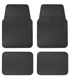Juego de tapetes para auto, 4 piezas, color negro