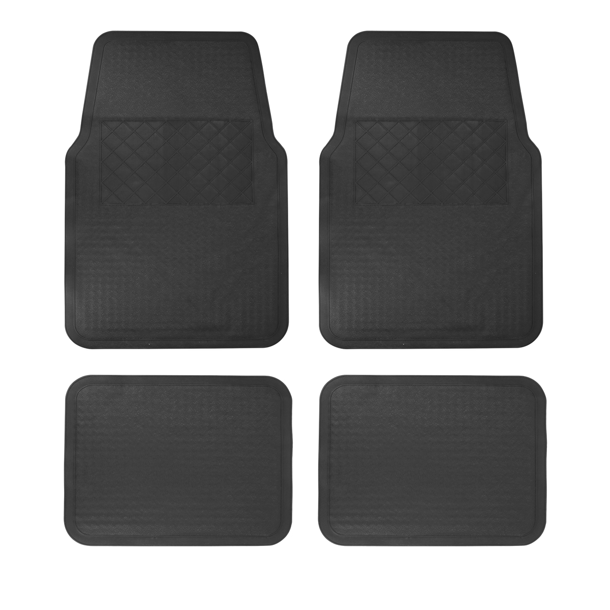 Juego de tapetes para auto, 4 piezas, color negro