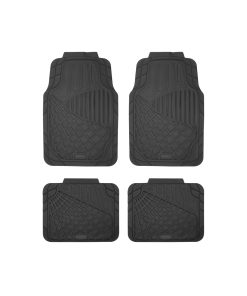 Juego de tapetes para auto uso rudo, 4 piezas, color negro