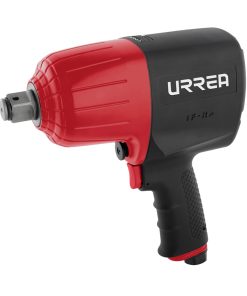 Pistola de impacto neumática con tamaño de cuadro de 1 in, capacidad de torque de 1400 ft-lb, velocidad sin carga de 5500 rpm, 1000 impactos por minuto, presión de trabajo de 90 psi, entrada de aire de 3/8 NPT y consumo de aire de 7.5 CFM Urrea